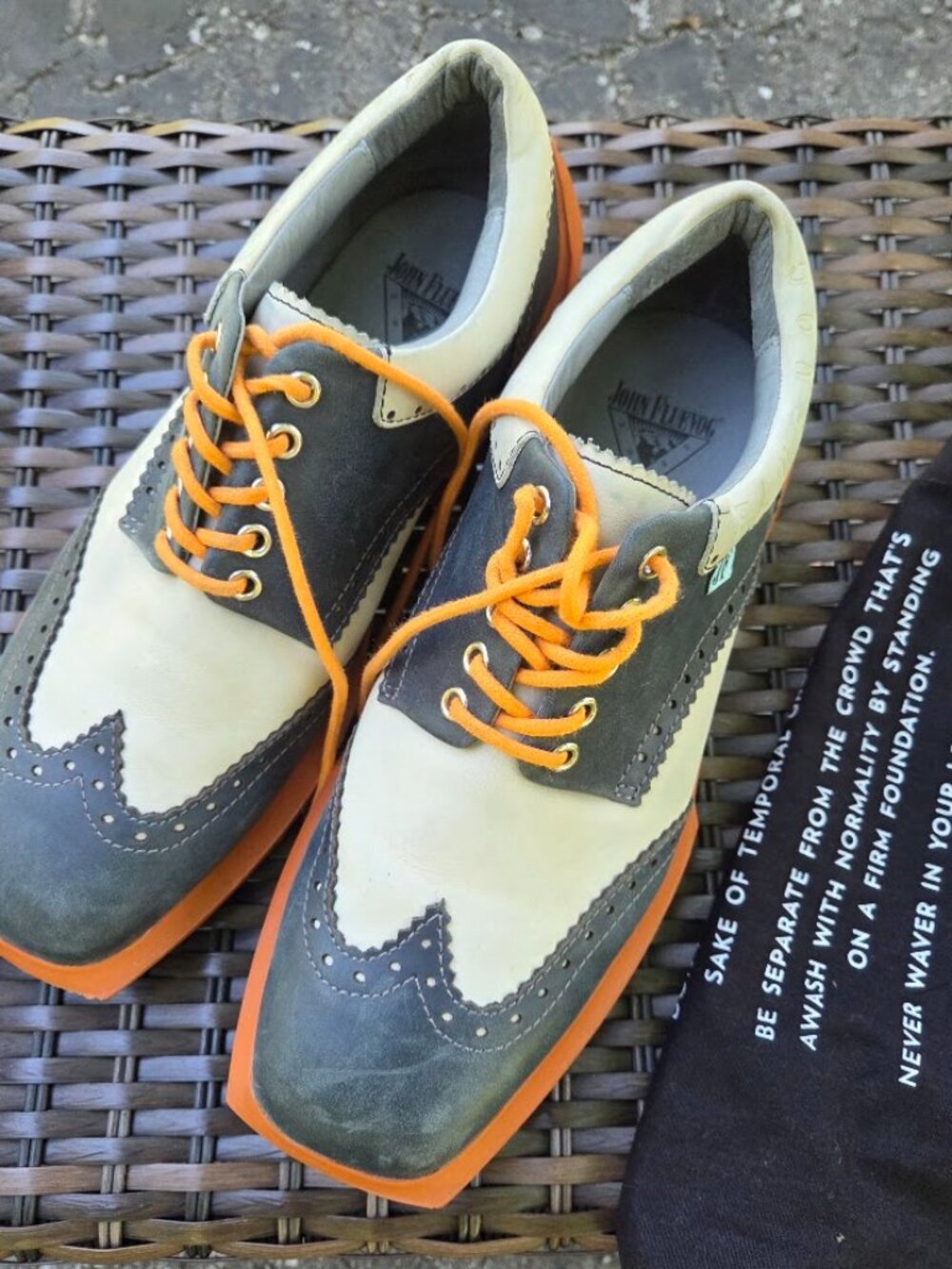 John Fluevog Angel Sole Leather Square Toe Brogue Derby Shoes Men’s 11